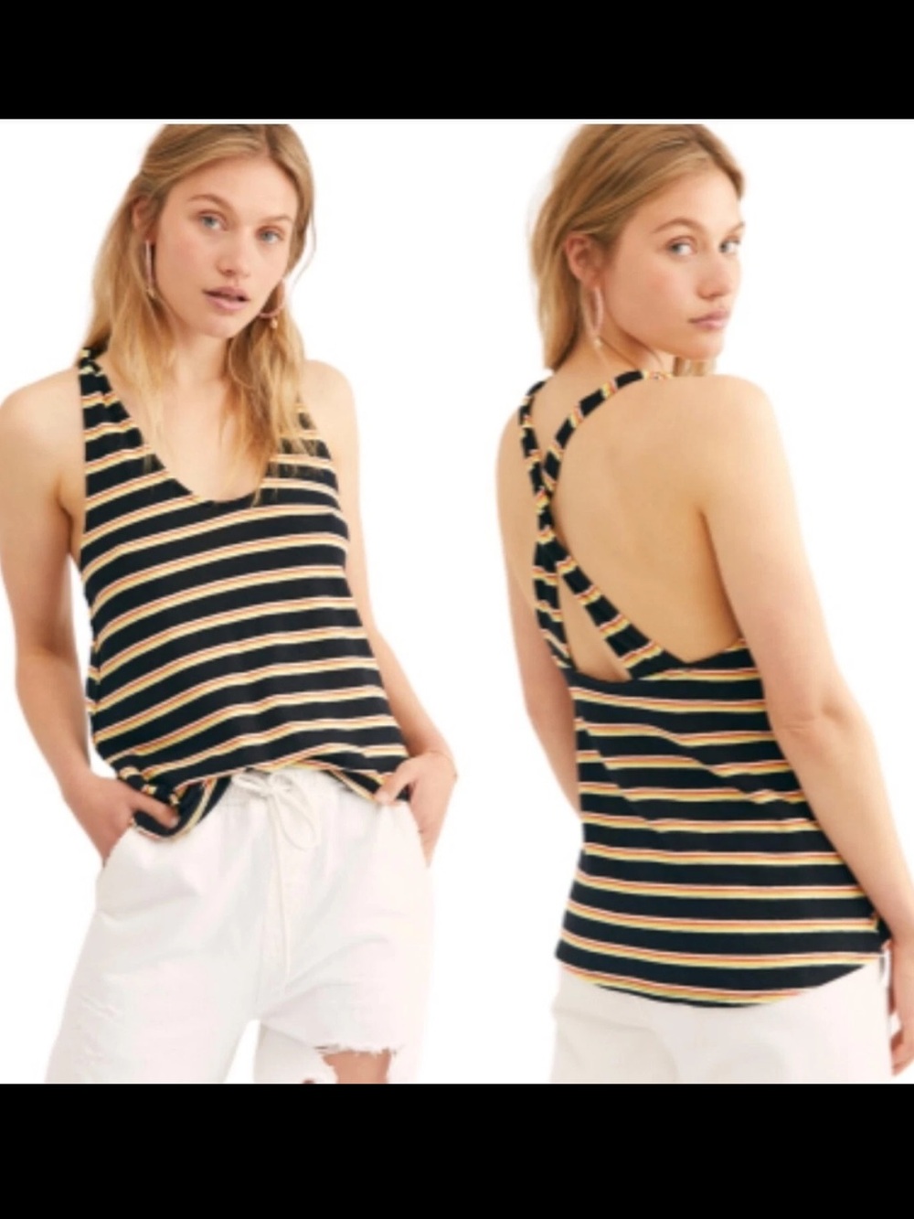 𝅺Free People Lost at Sea striped Razorback T-shirt